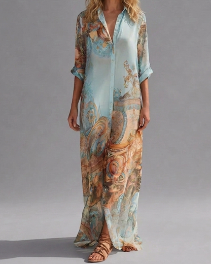 Collioure -  Robe longue chemise en mousseline