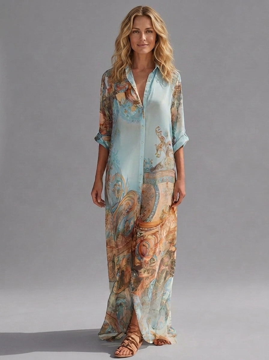 Collioure -  Robe longue chemise en mousseline