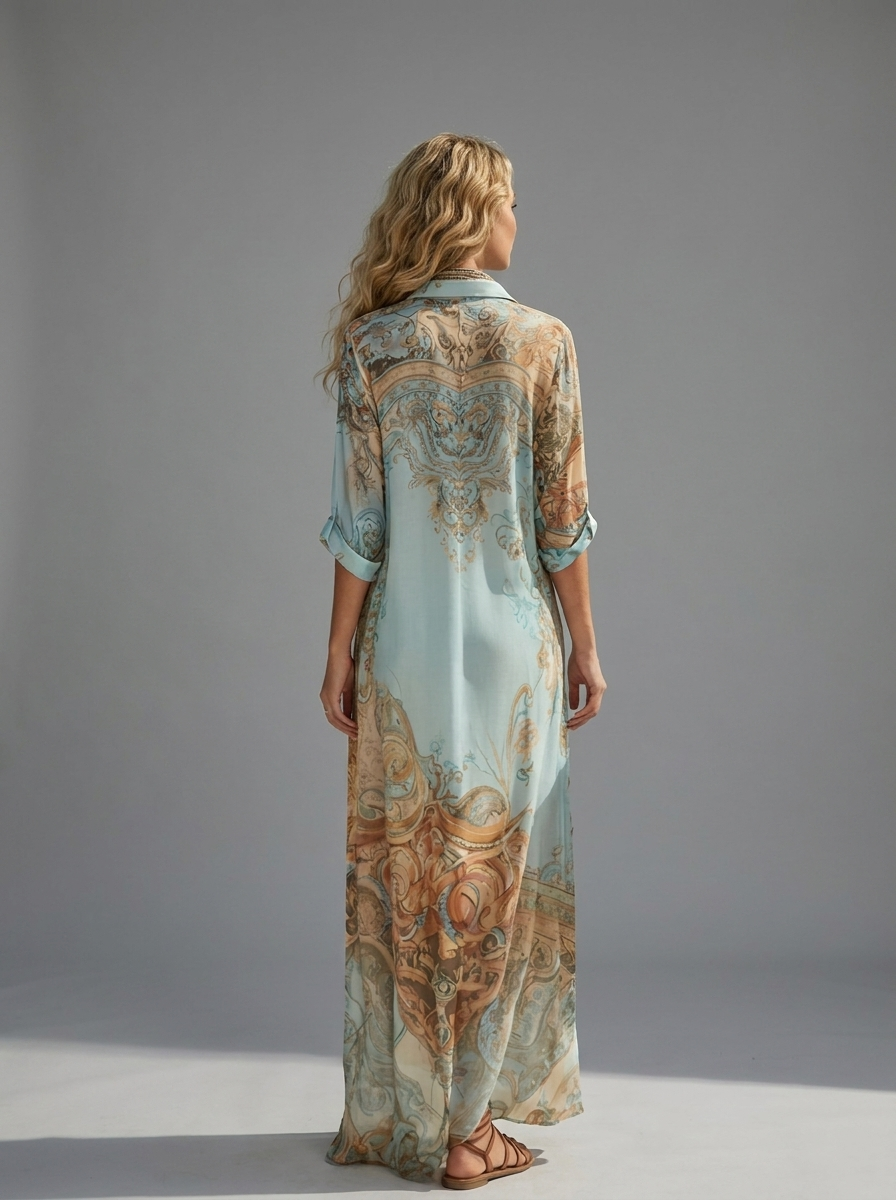 Collioure -  Robe longue chemise en mousseline