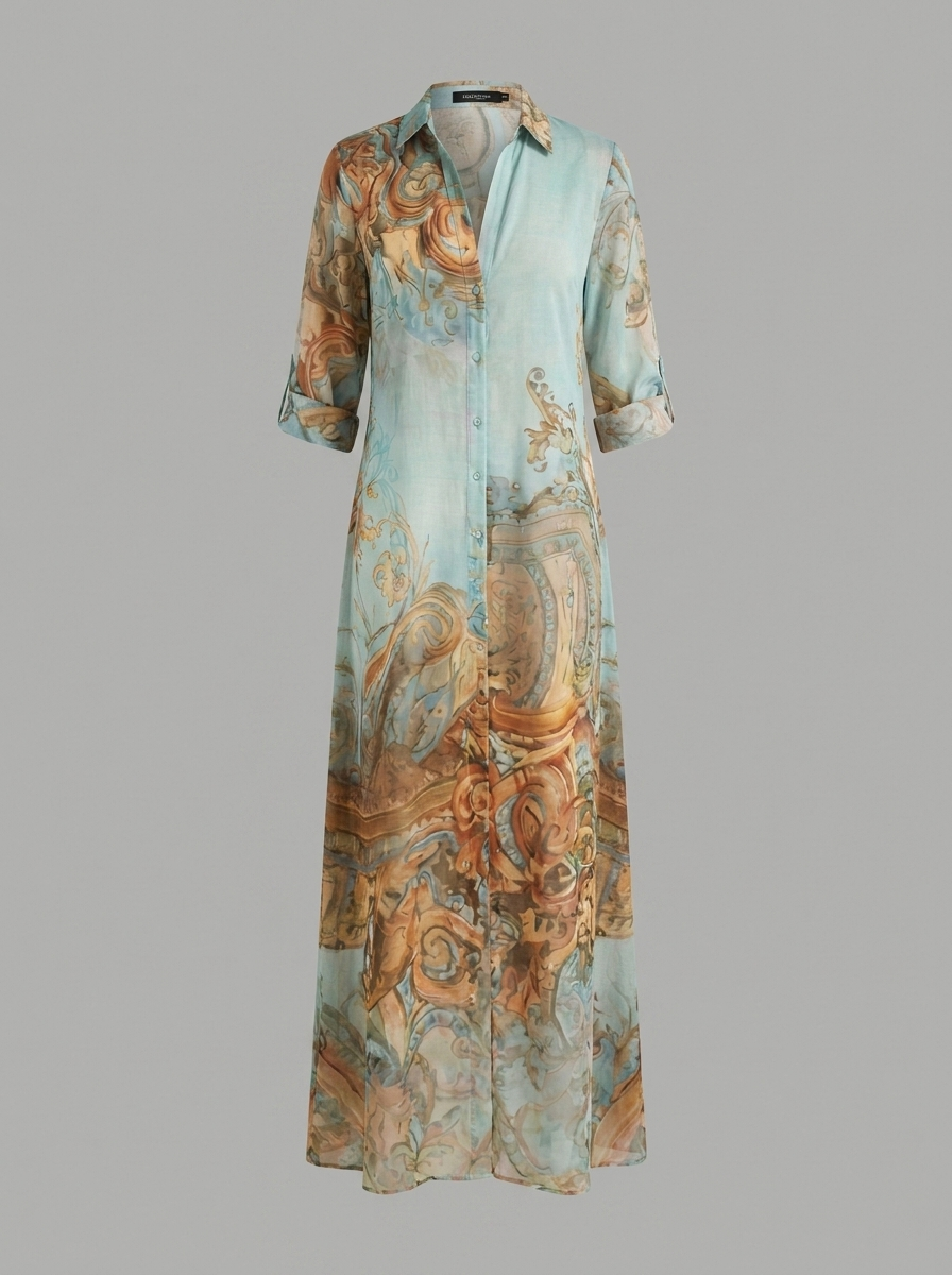 Collioure -  Robe longue chemise en mousseline